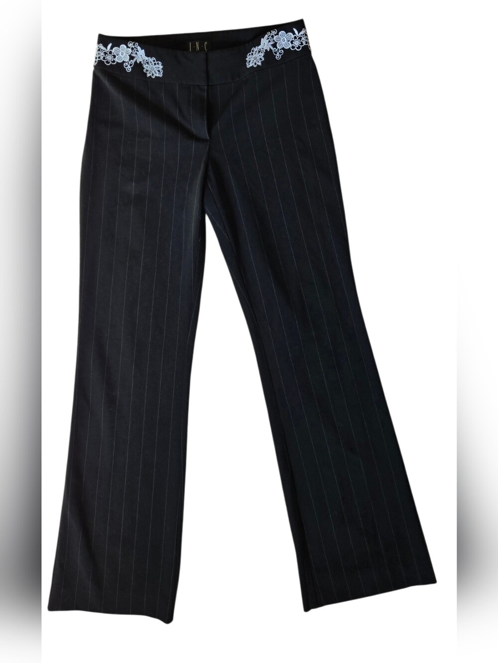 INC International Concepts Black Pinstripe Embroidered Dress Pants Size 4
